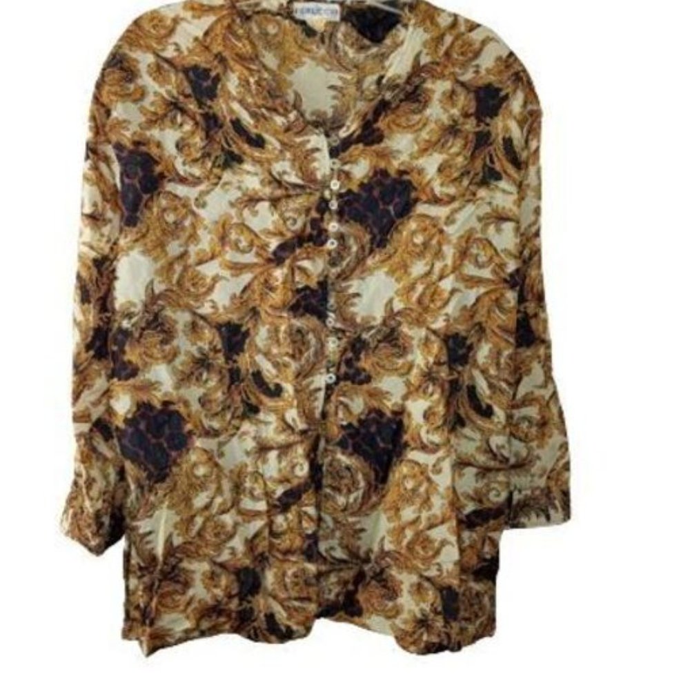 Vintage 1980s Feruccio Baroque Print Silk Tunic